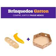 Kit Brinquedos Gaton CatFood Big Baguete e Banana Pelúcia com Catnip +Caixa Hexagonal de Papelão - KIT