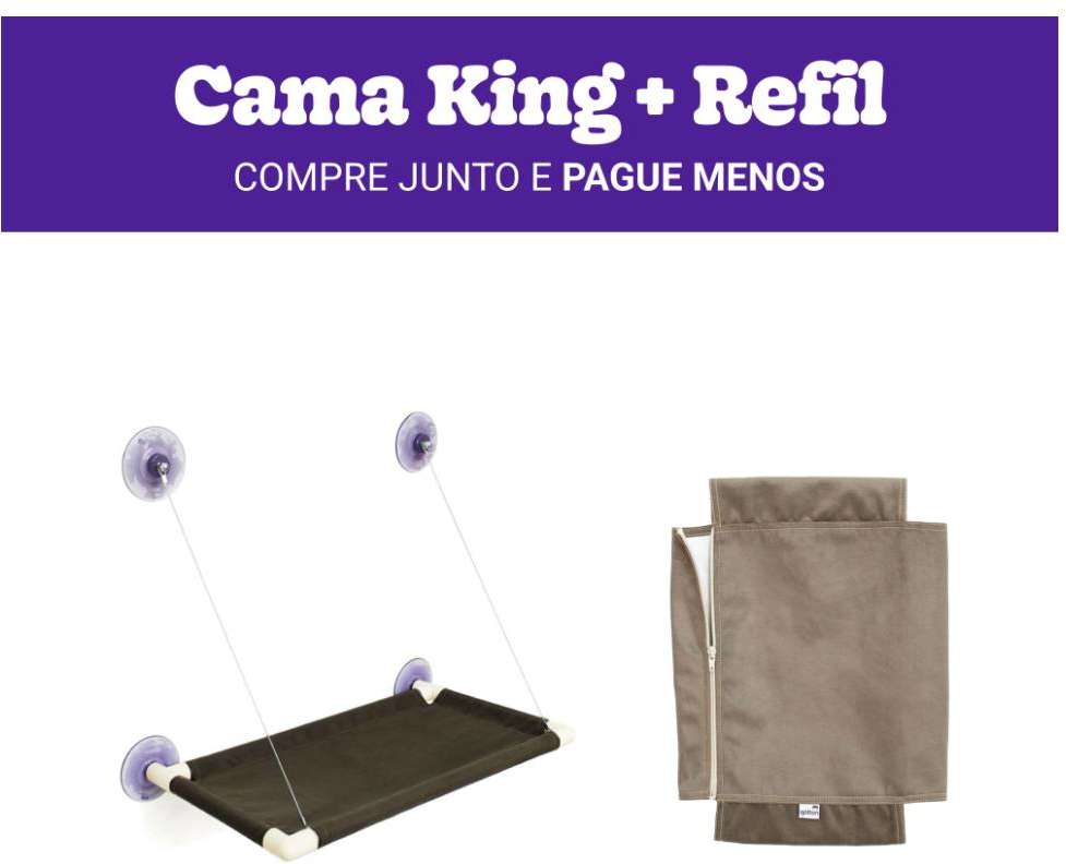 Kit Cama de Janela Gatton Catbed Suede King + Refil - Tam. King