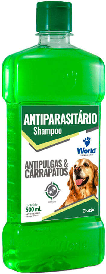 Shampoo Antiparasitário World Veterinária Dug's Antipulgas e Carrapatos para Cães - 500 mL