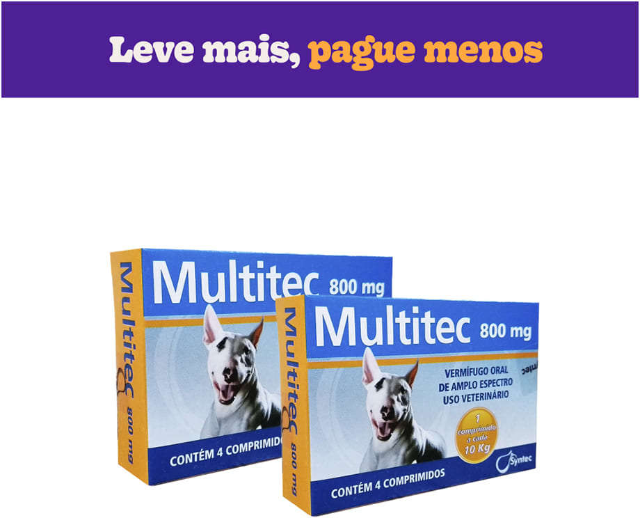 Vermífugo Syntec Multitec 800 mg para Cães até 10Kg - 4 Comprimidos
