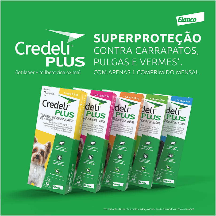 Antipulgas Credeli Plus 112,5 mg para Cães de 2,8 a 5,5Kg - 1 Comprimido