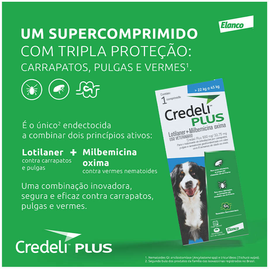 Antipulgas Credeli Plus 225 mg para Cães de 5,5 a 11Kg - 1 Comprimido