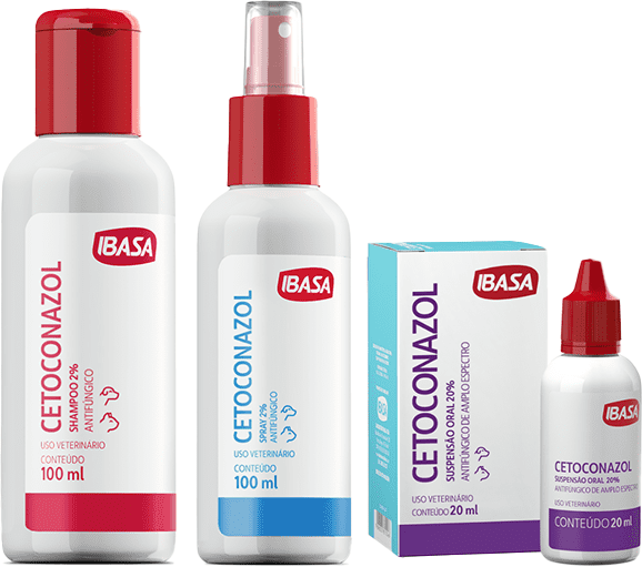 Kit Ibasa Shampoo e Spray Cetoconazol 2% + Suspensão Oral Antifúngica Cetoconazol 20% - KIT