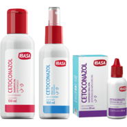Kit Ibasa Shampoo e Spray Cetoconazol 2% + Suspensão Oral Antifúngica Cetoconazol 20% - KIT