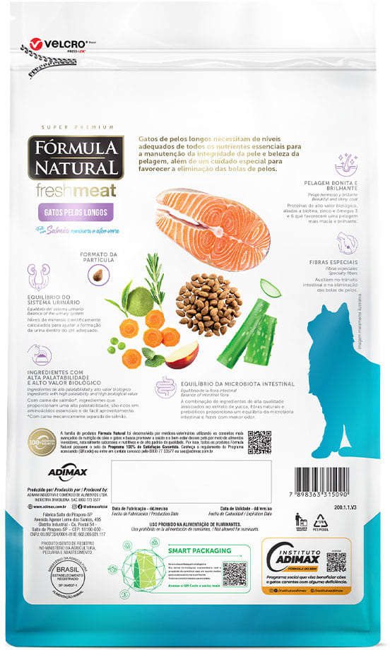 Ração Seca Fórmula Natural Fresh Meat Salmão para Gatos Pelos Longos - 14Kg
