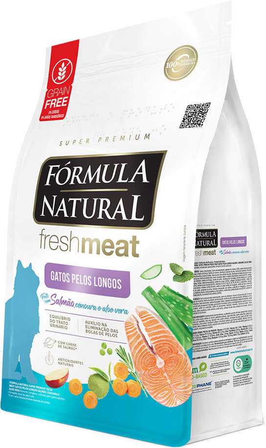 Ração Seca Fórmula Natural Fresh Meat Salmão para Gatos Pelos Longos - 14Kg