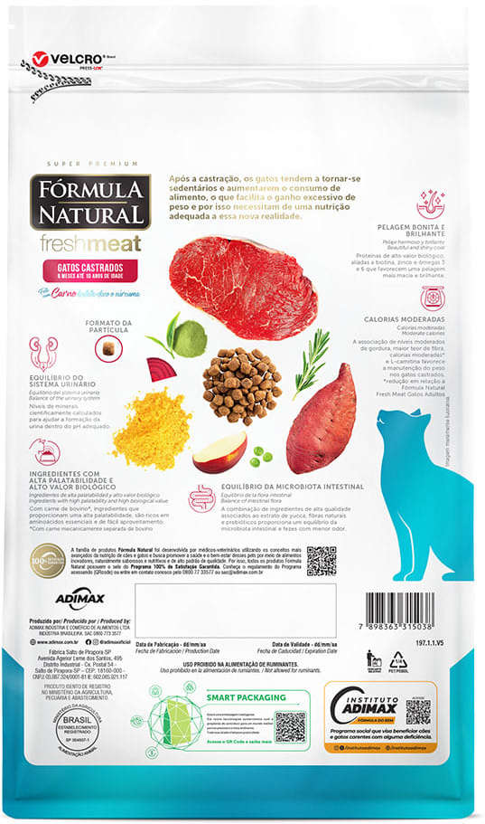 Ração Seca Fórmula Natural Fresh Meat Carne para Gatos Castrados - 1Kg