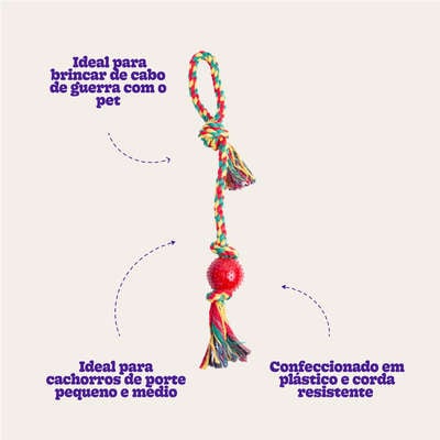 Brinquedo Kroco Mordedor Bolinha com Corda para Cães