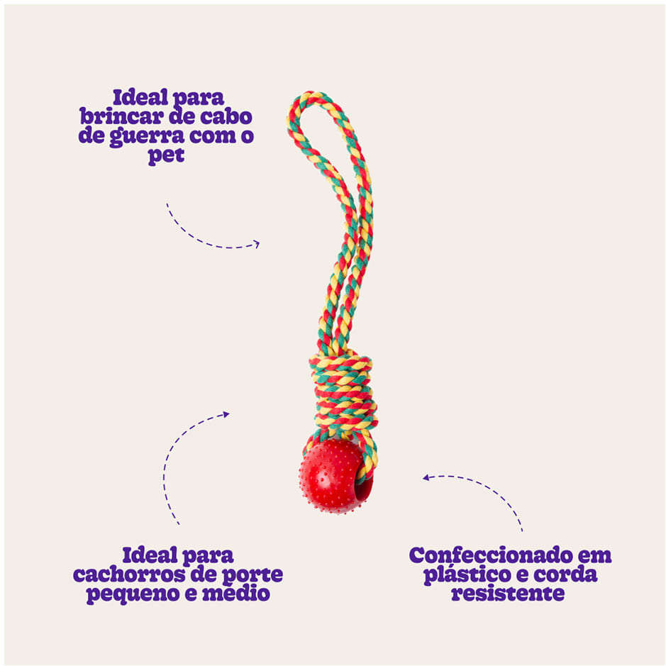 Brinquedo Kroco Puxador com Bolinha Vermelho para Cães - Tam. Único