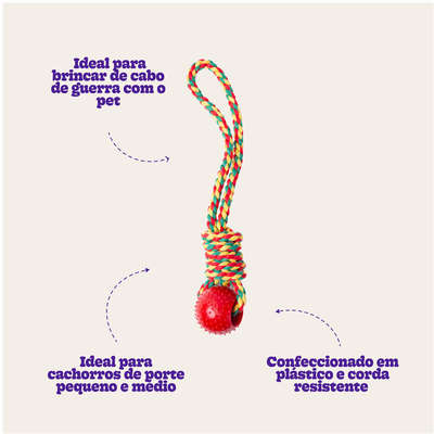 Brinquedo Kroco Puxador com Bolinha Vermelho para Cães