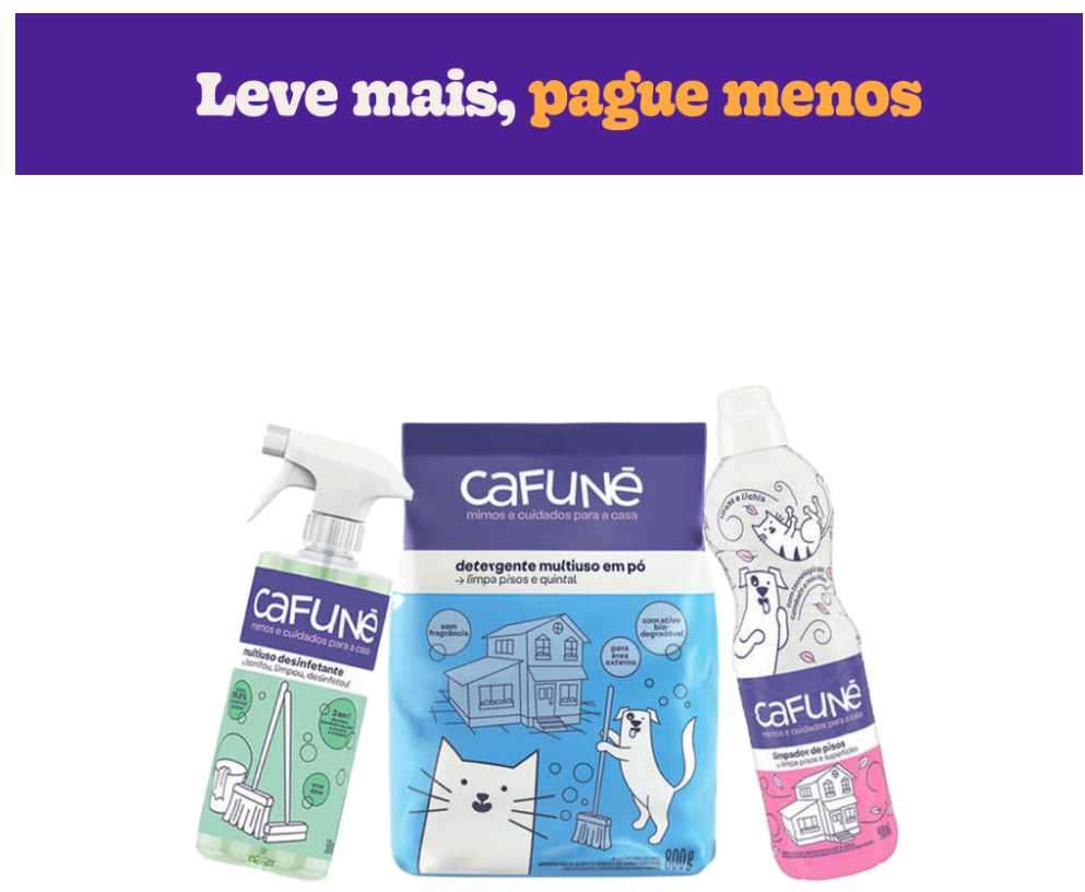 Kit Cafuné Desinfetante + Detergente + Limpador de Pisos - KIT