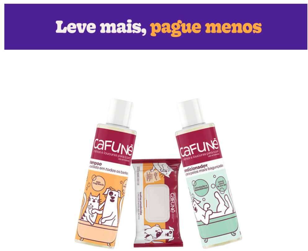 Kit Cafuné Shampoo + Condicionador + Toalha Umedecida - KIT
