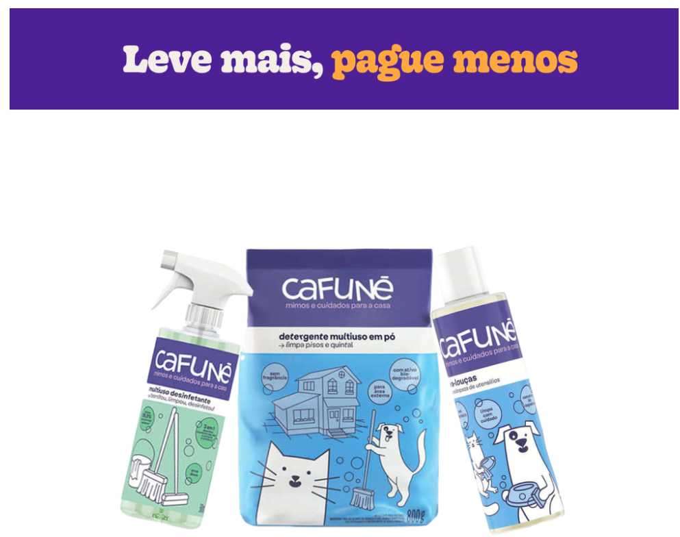 Kit Cafuné Desinfetante + Detergente + Lava Louças - KIT