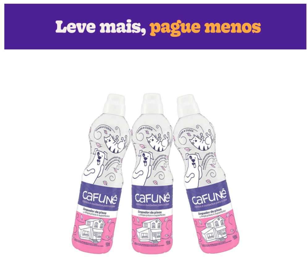 Combo Limpador de Pisos Cafuné Rosas e Lichia - 3 Unidades