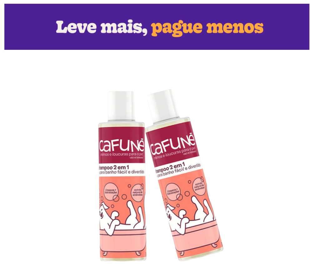 Kit Shampoo Cafuné 2 em 1 para Cães e Gatos - 300 mL - KIT