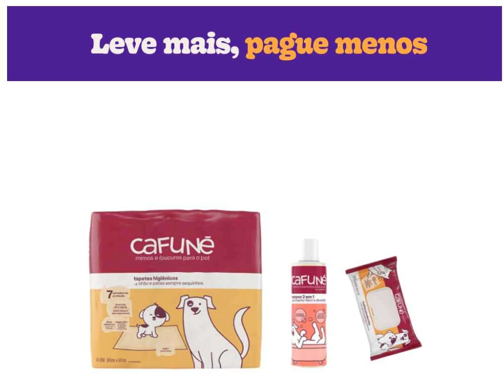 Kit Tapete Higiênico Cafuné + Shampoo Cafuné  + Toalha Umedecida Cafuné  - KIT
