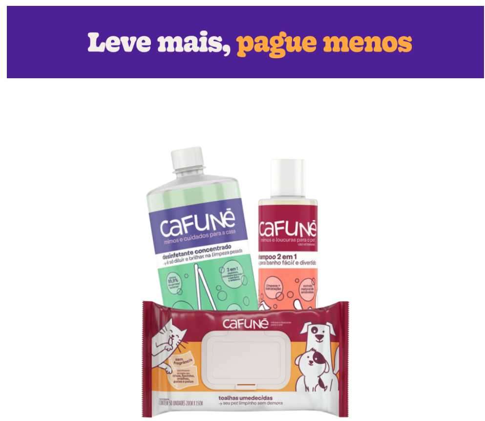 Kit Cafuné Shampoo + Desinfetante + Toalha Umedecida - KIT