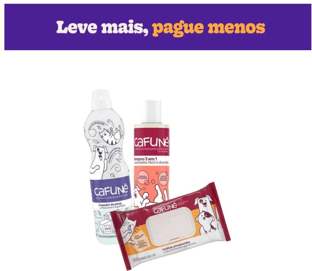 Kit Cafuné Shampoo + Limpador de Pisos Flores Brancas + Toalha Umedecida - KIT