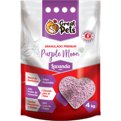 Areia Higiênica Great Pets Bentonita Esférica Premium Lavanda para Gatos