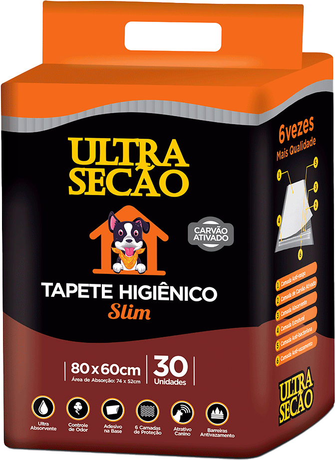 Tapete Higiênico Ultra Secão Carvão Ativado 80x60 para Cães- 30 Unidades
