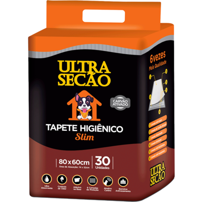 Tapete Higiênico Ultra Secão Carvão Ativado 80x60 para Cães