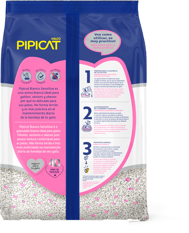 Granulado Sanitário Pipicat Bianco Sensitive - 1,8Kg