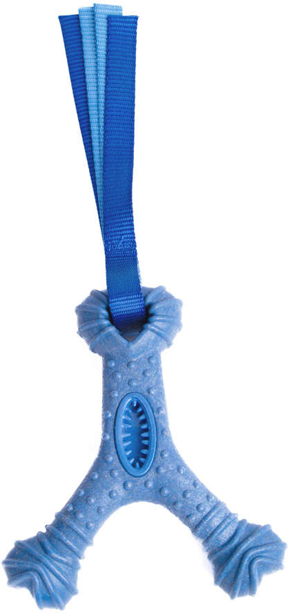 Mordedor Recheável Kroco Wishbone Texturizado Wood Azul para Cães - Tam. Único