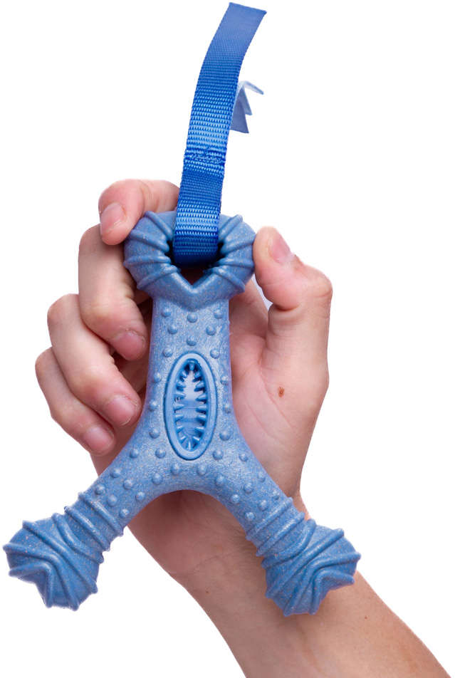 Mordedor Recheável Kroco Wishbone Texturizado Wood Azul para Cães - Tam. Único