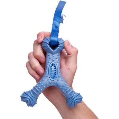 Mordedor Kroco Wishbone Texturizado Wood Azul para Cães