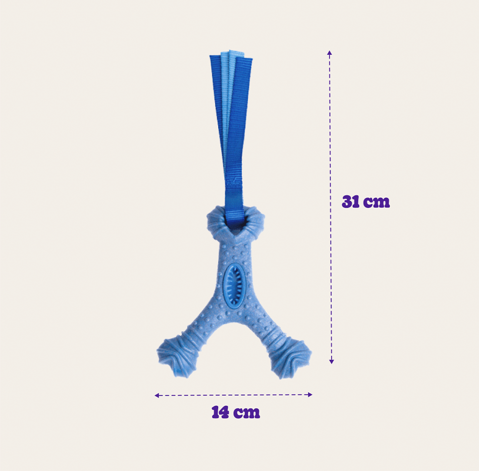 Mordedor Recheável Kroco Wishbone Texturizado Wood Azul para Cães - Tam. Único