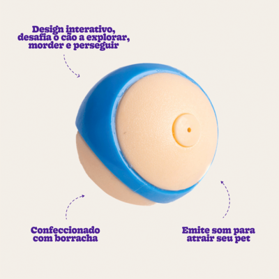 Brinquedo Kroco Bolinha de Borracha Apito Azul para Cães
