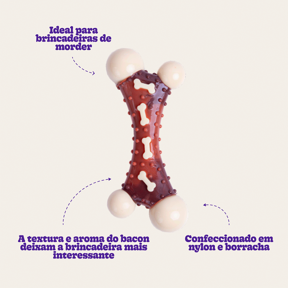 Mordedor Kroco Osso Aromatizado Bacon para Cães - Tam. M
