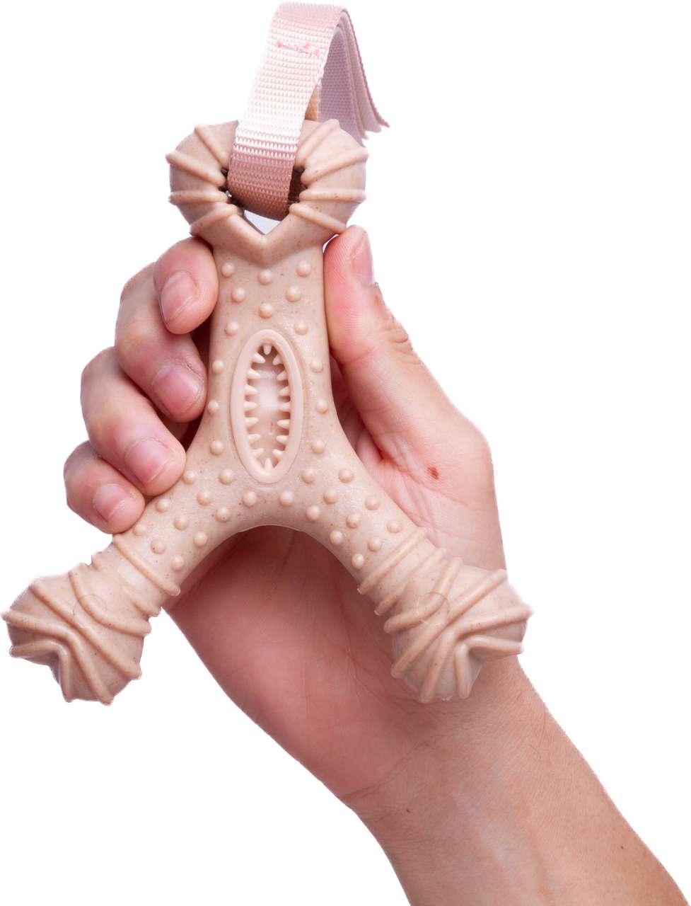 Mordedor Recheável Kroco Wishbone Texturizado Wood Bege para Cães - Tam. Único