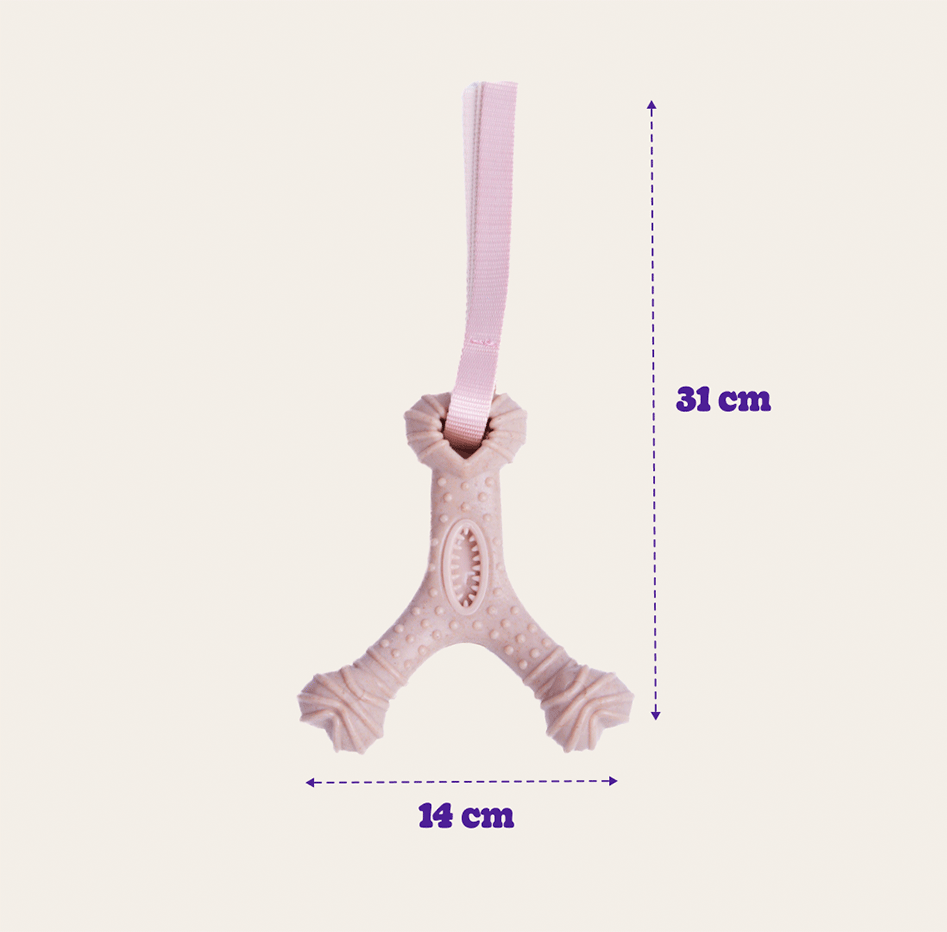 Mordedor Recheável Kroco Wishbone Texturizado Wood Bege para Cães - Tam. Único