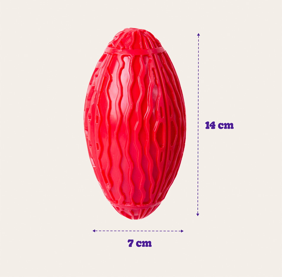 Brinquedo Kroco Bola de Rugby Vermelho para Cães - Tam. Único