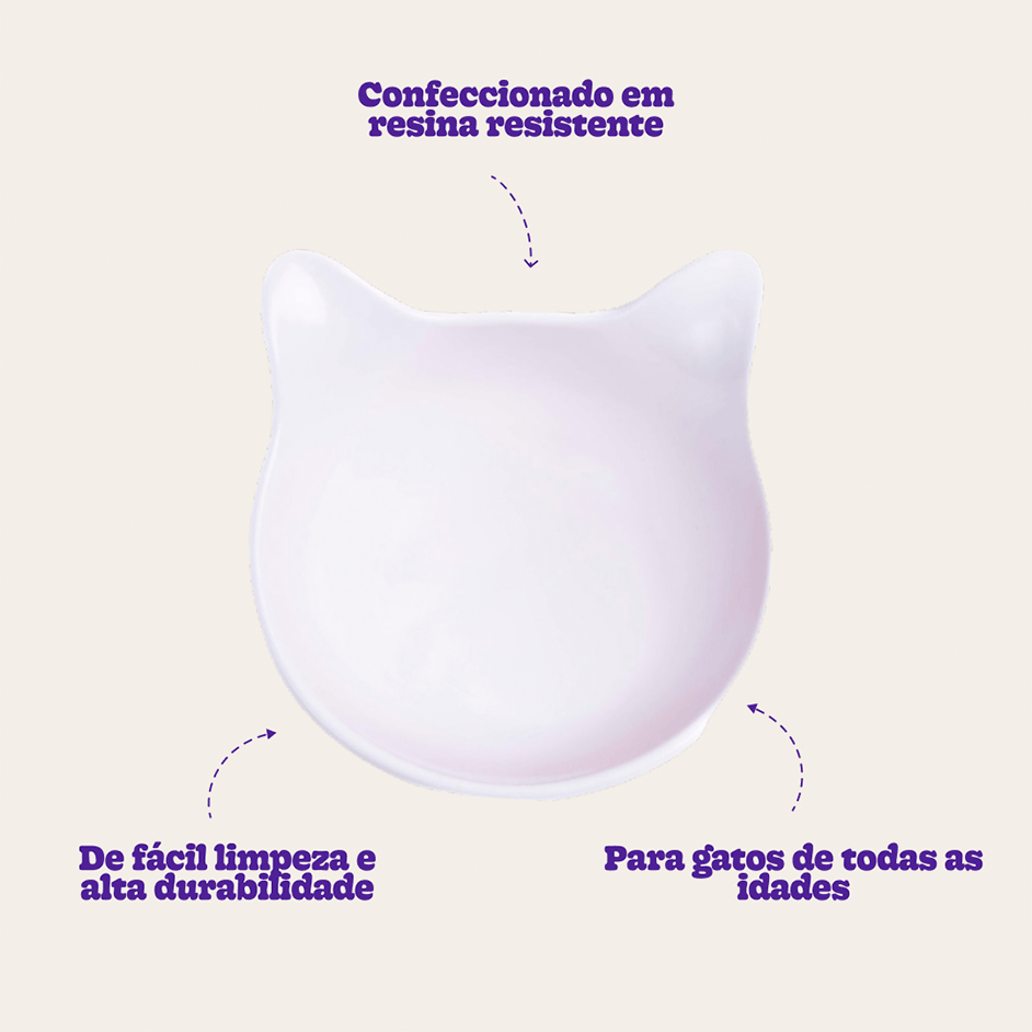 Comedouro Kroco Melanina Branco para Gatos - 600 mL