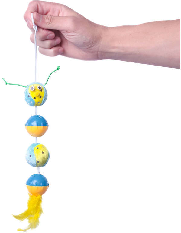Brinquedo Kroco Centopeia Plumas Amarelo para Gatos - Tam. Único
