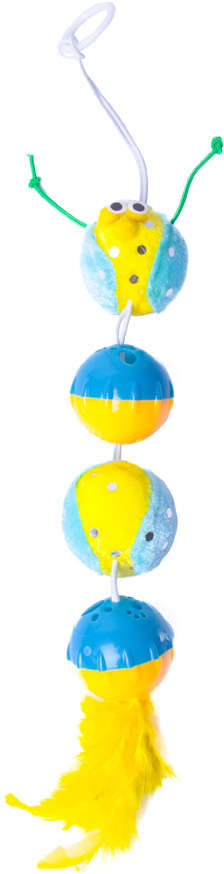 Brinquedo Kroco Centopeia Plumas Amarelo para Gatos - Tam. Único