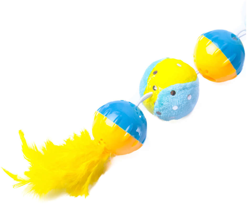 Brinquedo Kroco Centopeia Plumas Amarelo para Gatos - Tam. Único