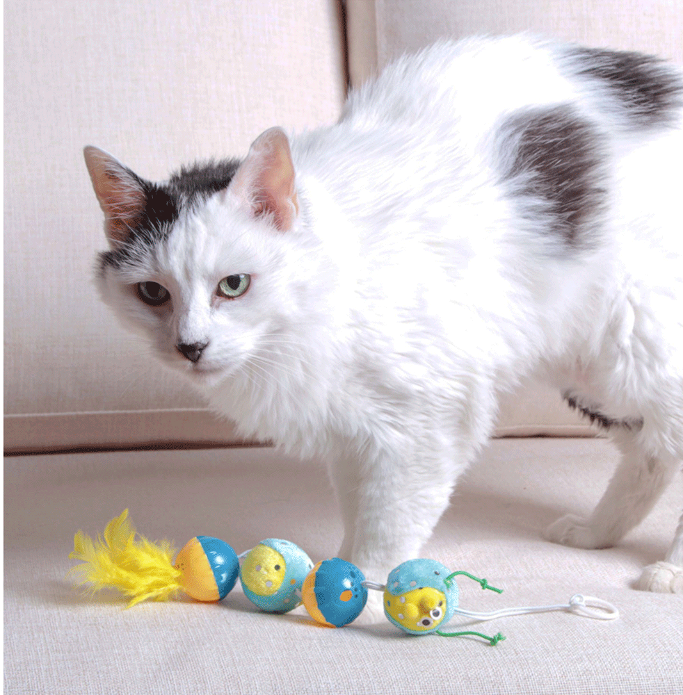 Brinquedo Kroco Centopeia Plumas Amarelo para Gatos - Tam. Único