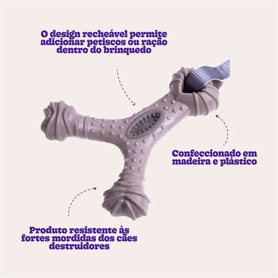 Mordedor Kroco Wishbone Texturizado Wood Marrom para Cães