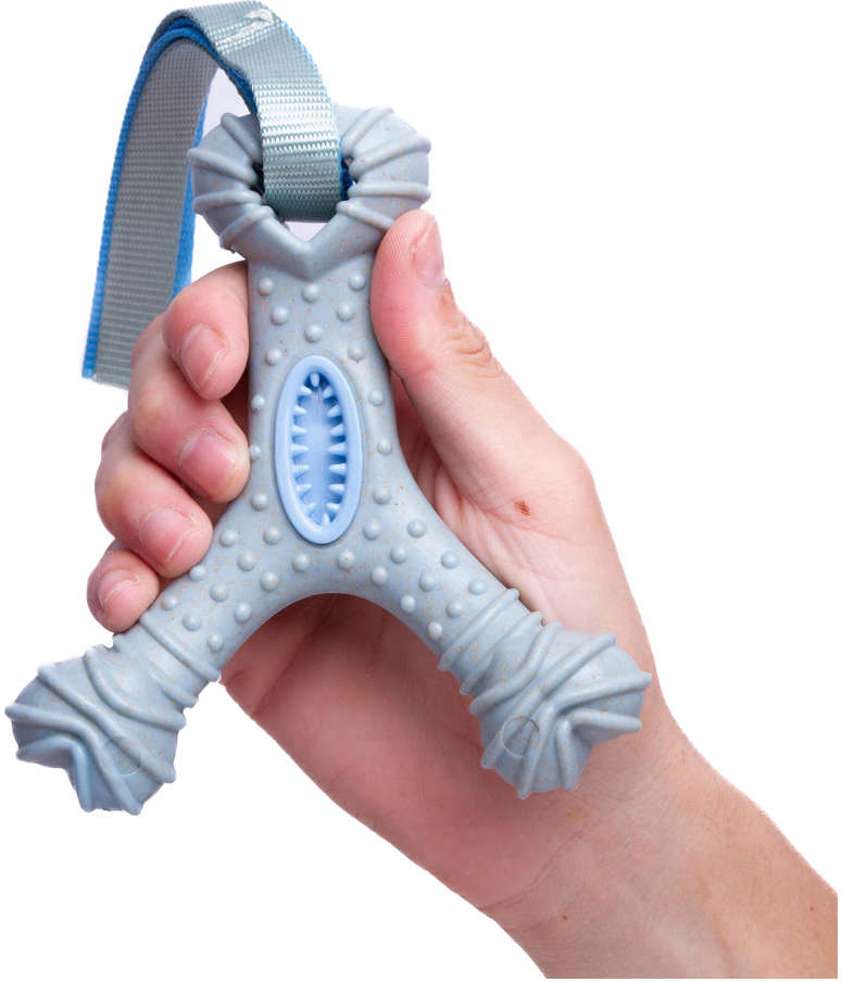 Mordedor Recheável Kroco Wishbone Texturizado Wood Azul Claro para Cães - Tam. Único