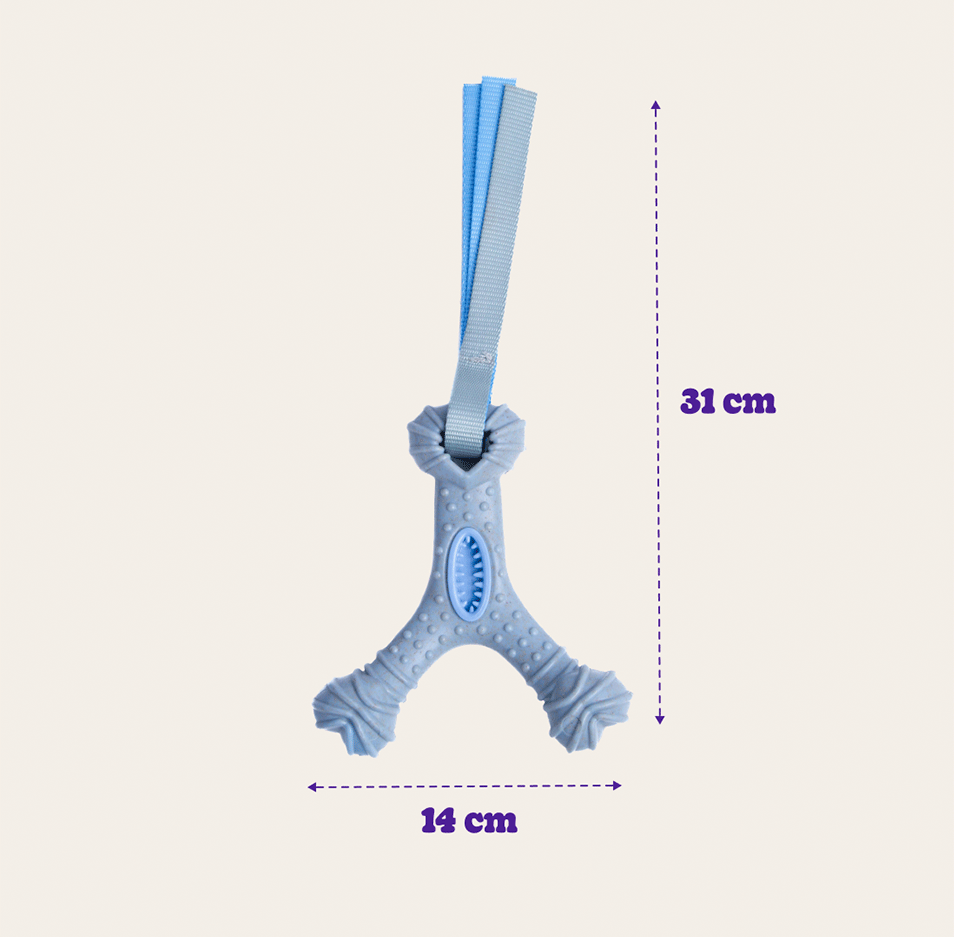 Mordedor Recheável Kroco Wishbone Texturizado Wood Azul Claro para Cães - Tam. Único