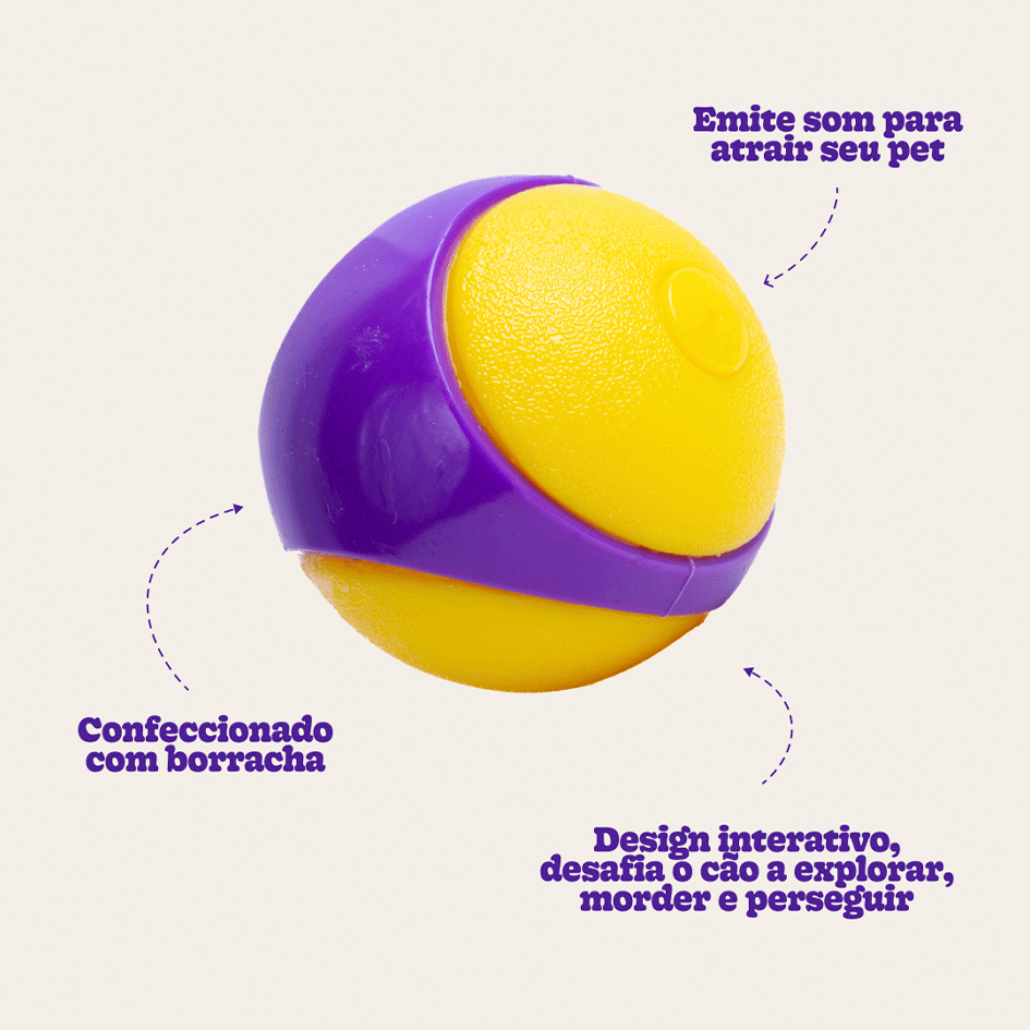 Brinquedo Kroco Bolinha de Borracha Apito Roxo para Cães - Tam. G