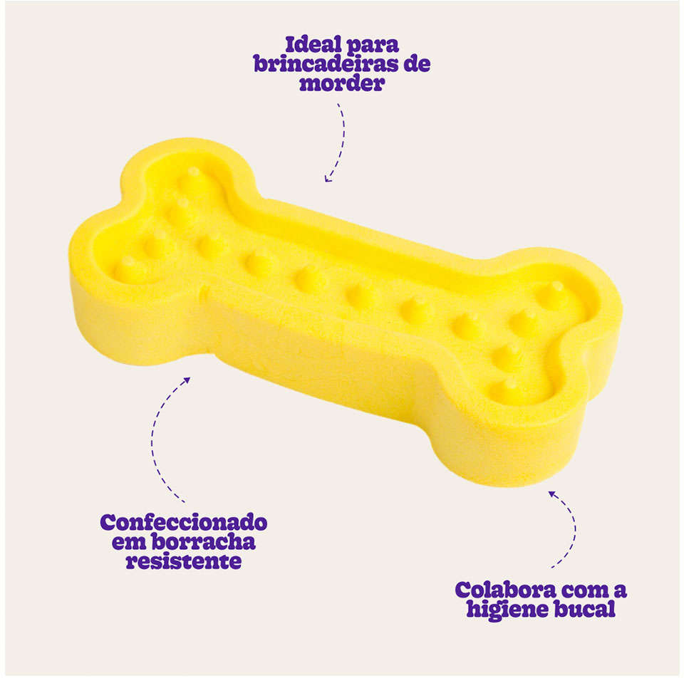 Mordedor Kroco Osso TPR Amarelo para Cães - Tam. Único
