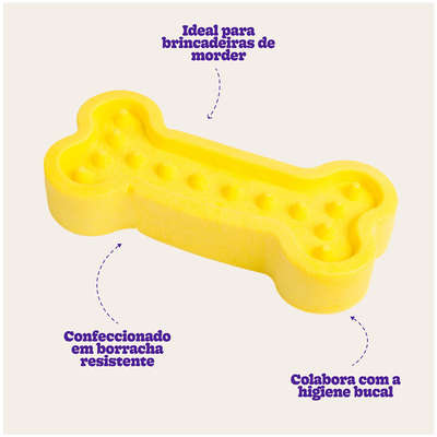 Mordedor Kroco Osso TPR Amarelo para Cães