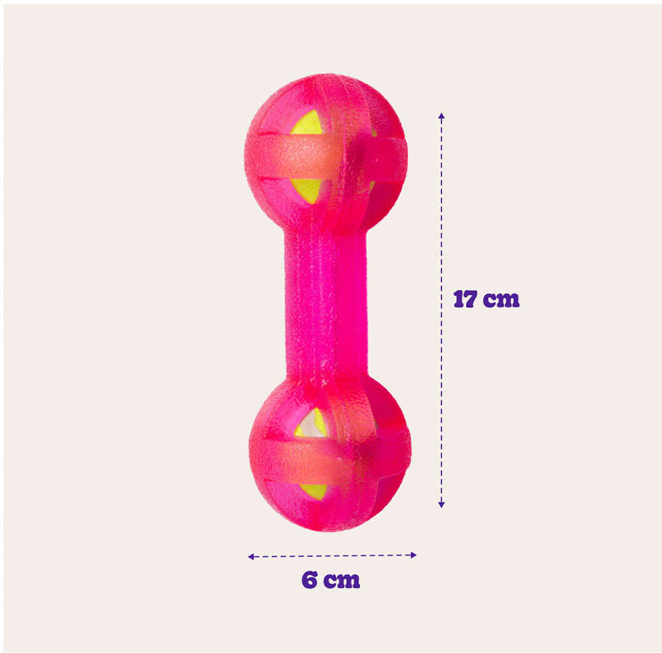 Mordedor Kroco Halteres com Bolinha de tênis Rosa para Cães - Tam. Único