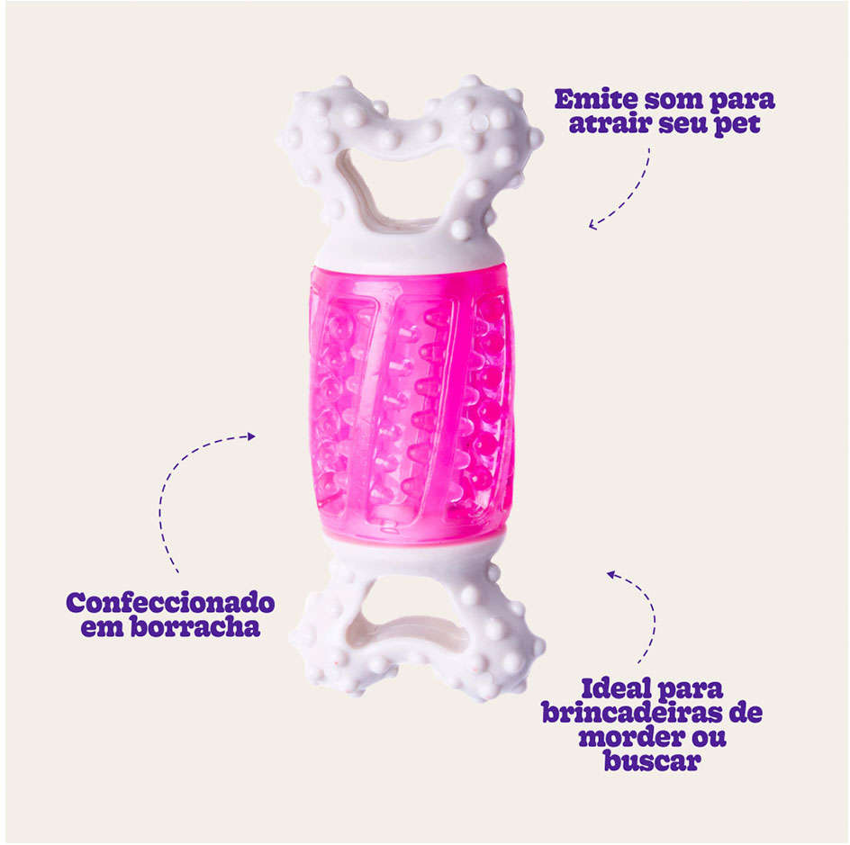 Mordedor Kroco Osso Massageador Rosa para Cães - Tam. Único