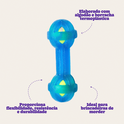 Mordedor Kroco Halteres com Bolinha de tênis Azul para Cães