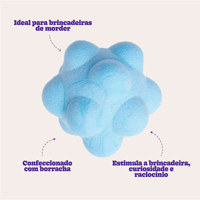 Mordedor Kroco Bolinha Átomo TPR Azul para Cães